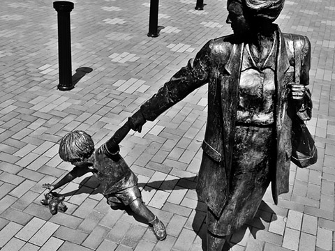 Grandmother and Child - Life size bronze - Blackburn, Lancashire