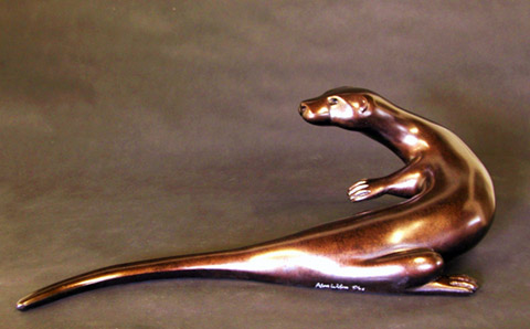 Turning Otter - limited edition in bronze resin