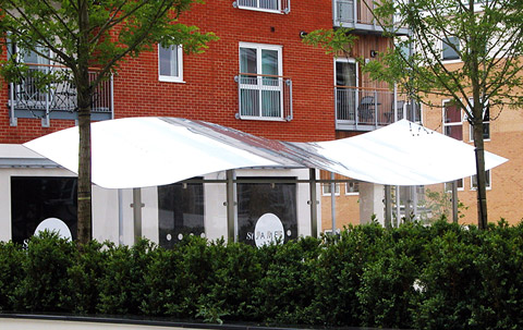 Wave Shelter - 6m - all stainless steel frame with perspex - mirror polished roof